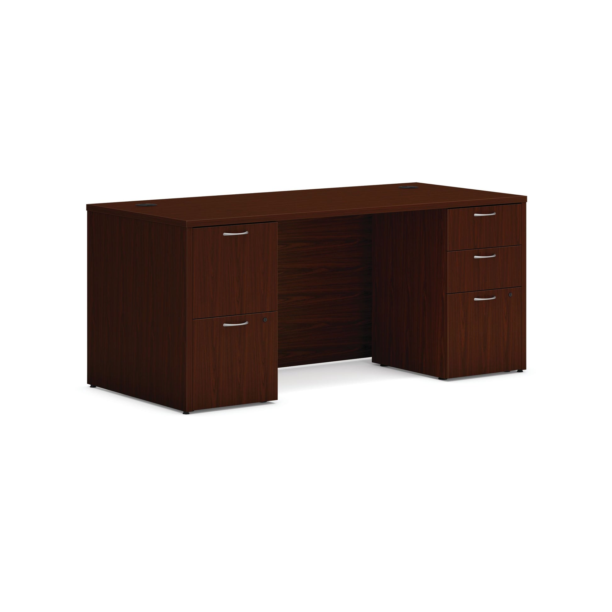 HON Mod Desk | 2 Box Drawers / 3 File Drawer | 66"W x 30"D | Traditional Mahogany Laminate