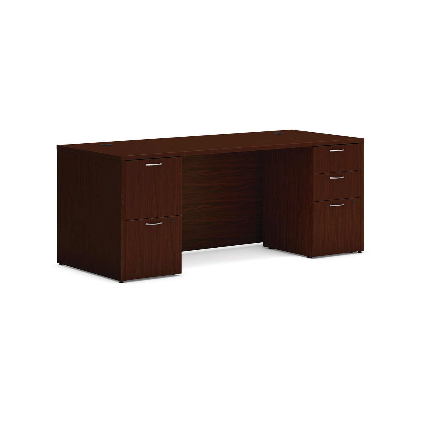 HON Mod Desk | 2 Box Drawers / 3 File Drawer | 72"W x 30"D | Traditional Mahogany Laminate