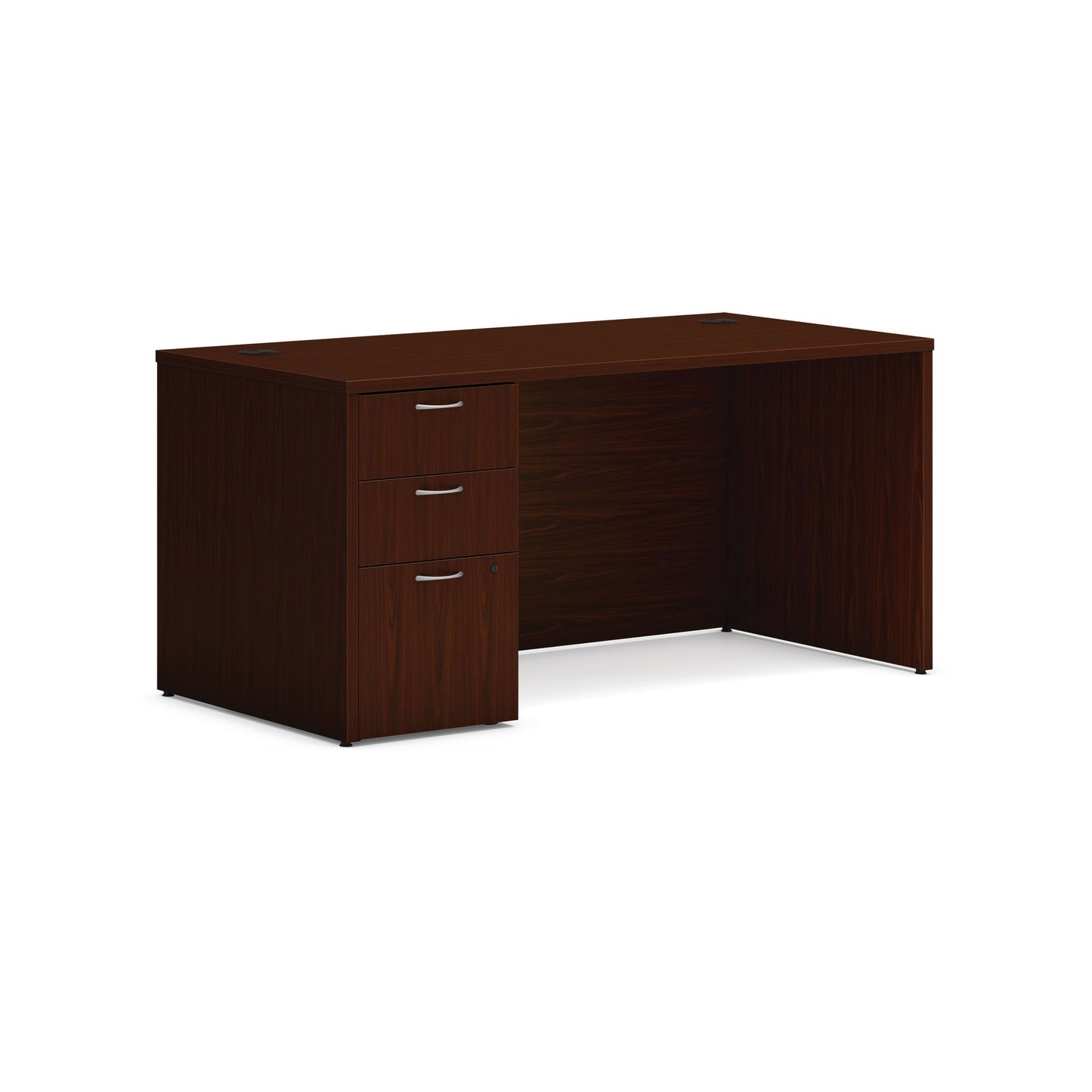 HON Mod Desk | 2 Box Drawers / 1 File Drawer | 60"W x 30"D | Traditional Mahogany Laminate