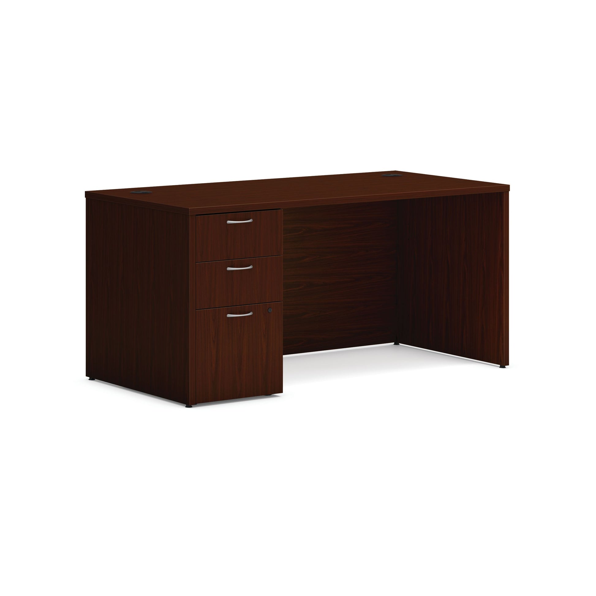 HON Mod Desk | 2 Box Drawers / 1 File Drawer | 60"W x 30"D | Traditional Mahogany Laminate