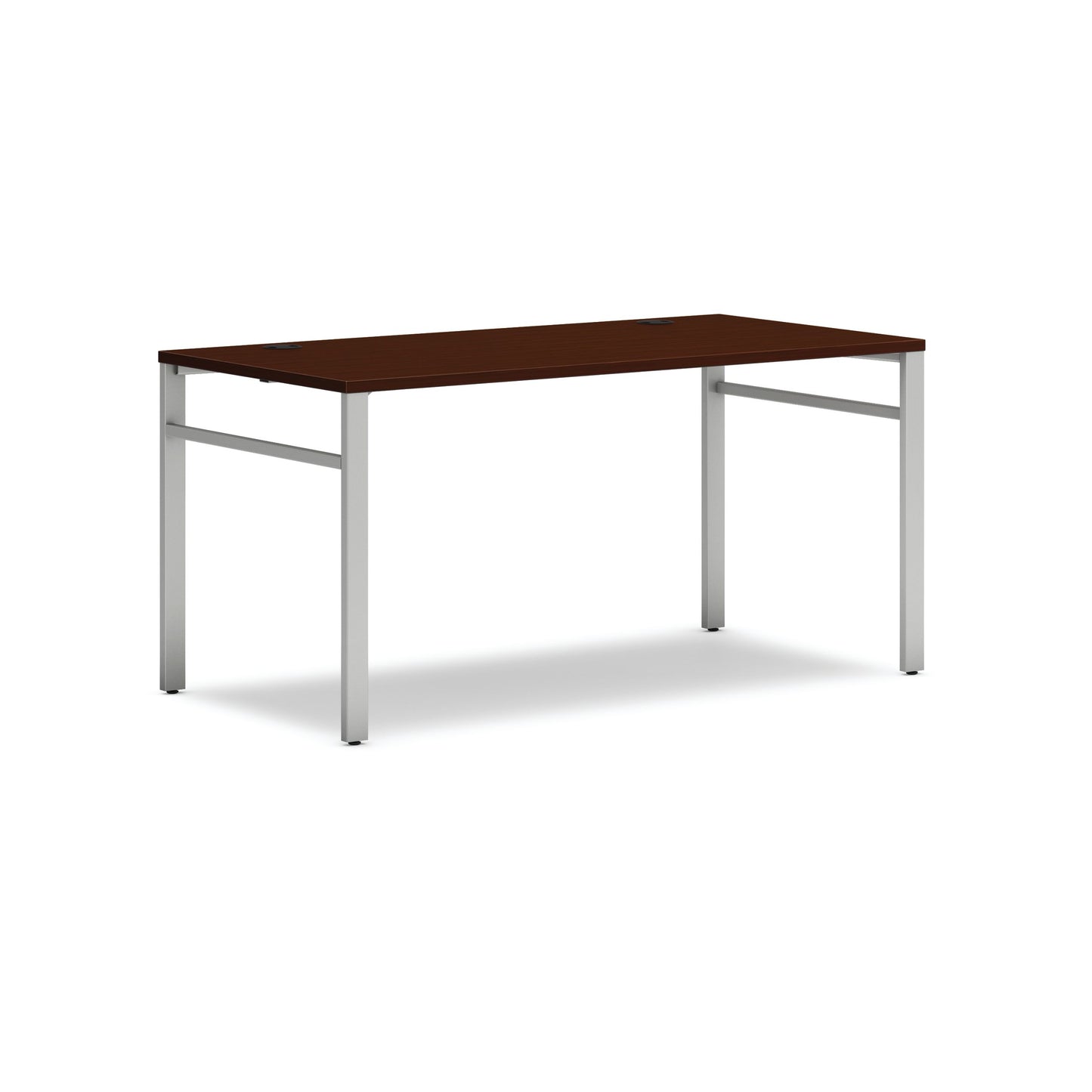 HON Mod Table Desk | 60"W x 30"D | Silver U-Legs | Traditional Mahogany Laminate
