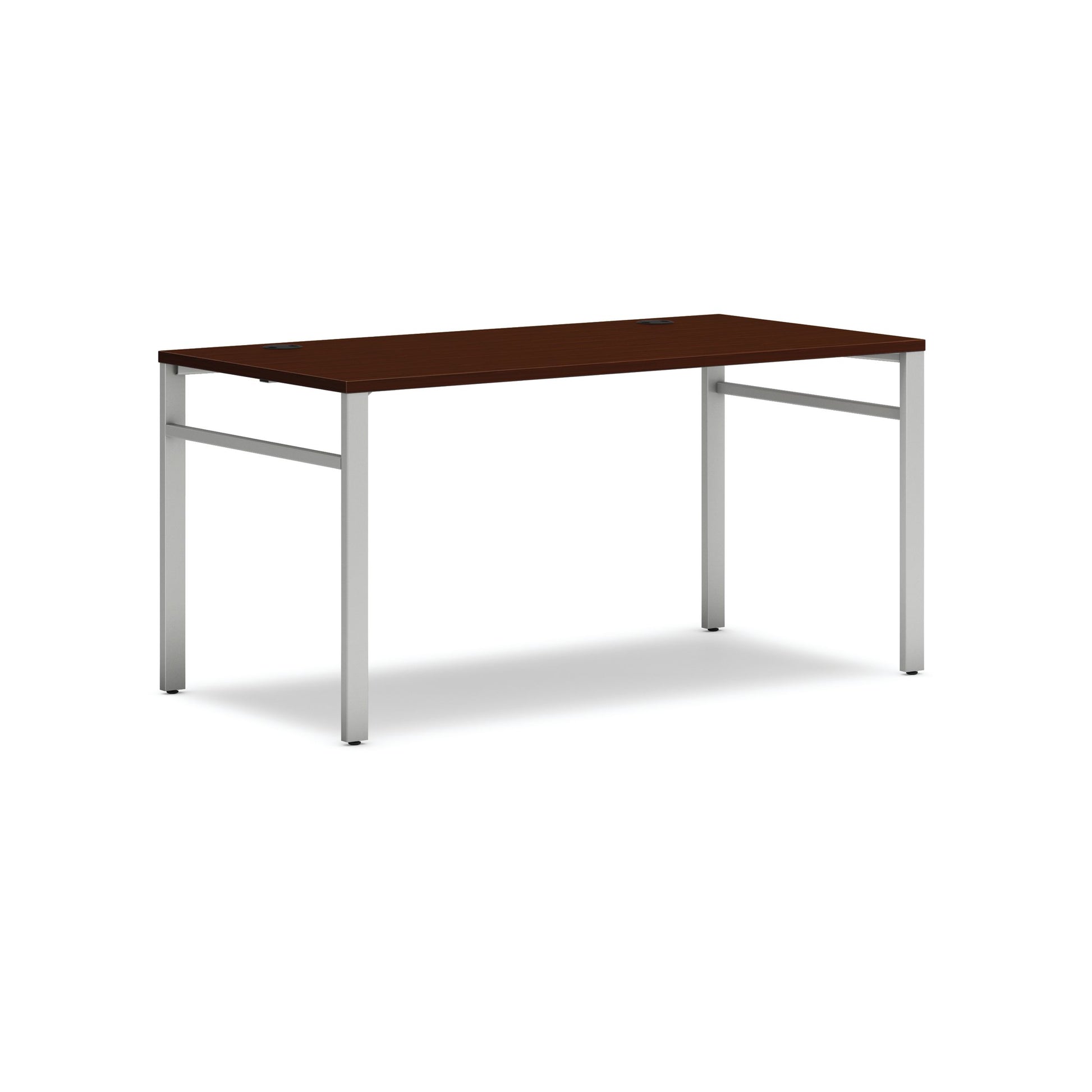 HON Mod Table Desk | 60"W x 30"D | Silver U-Legs | Traditional Mahogany Laminate