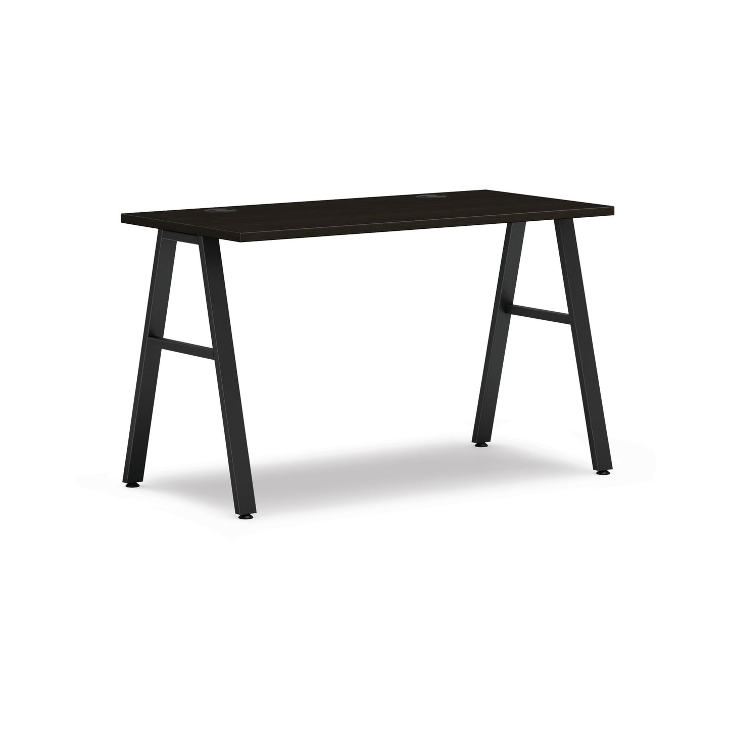 HON Mod Table Desk | Java Oak Laminate | Black A-Legs