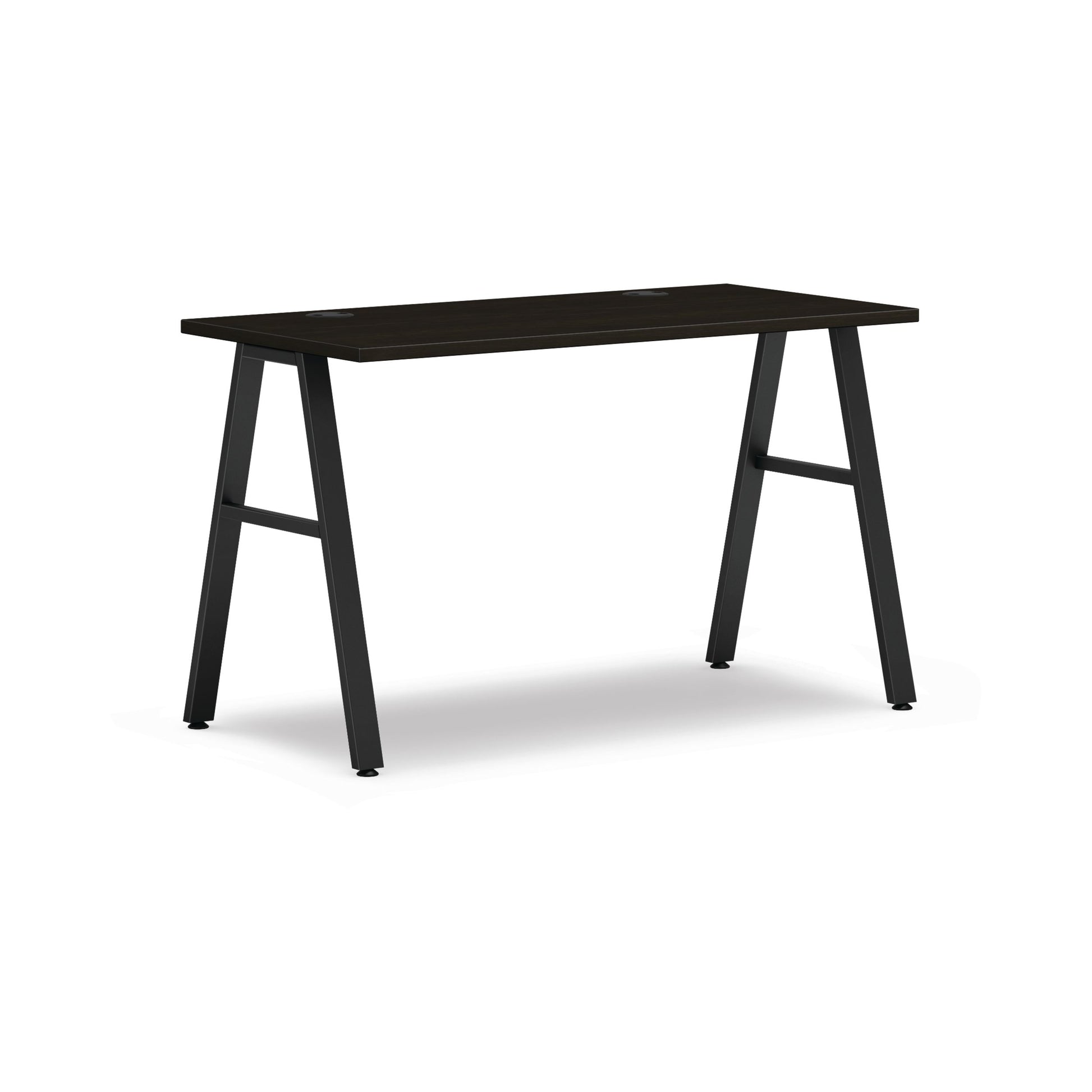 HON Mod Table Desk | Java Oak Laminate | Black A-Legs