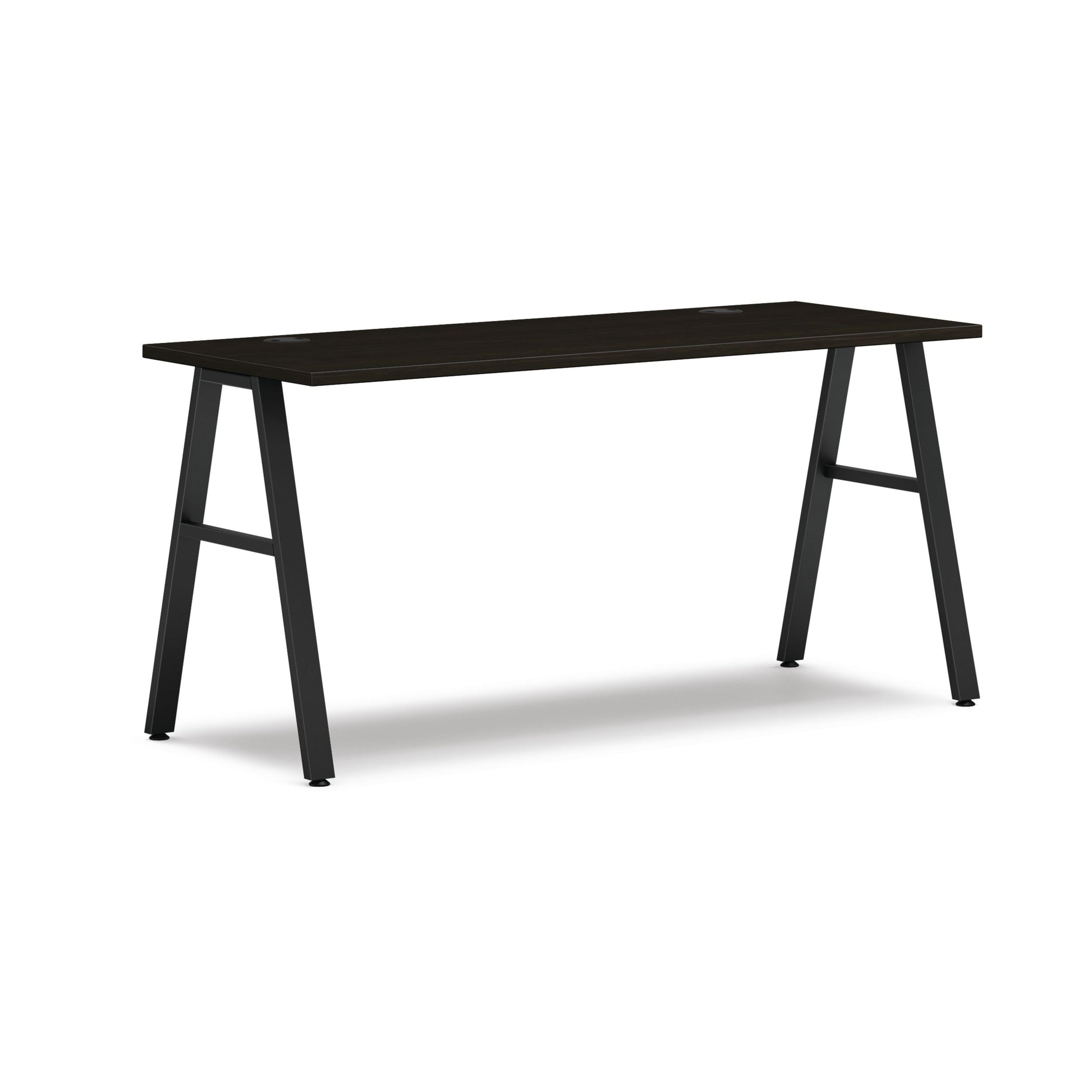 HON Mod Desk | 60"W x 24"D | Black A-Leg Base | Java Oak Laminate