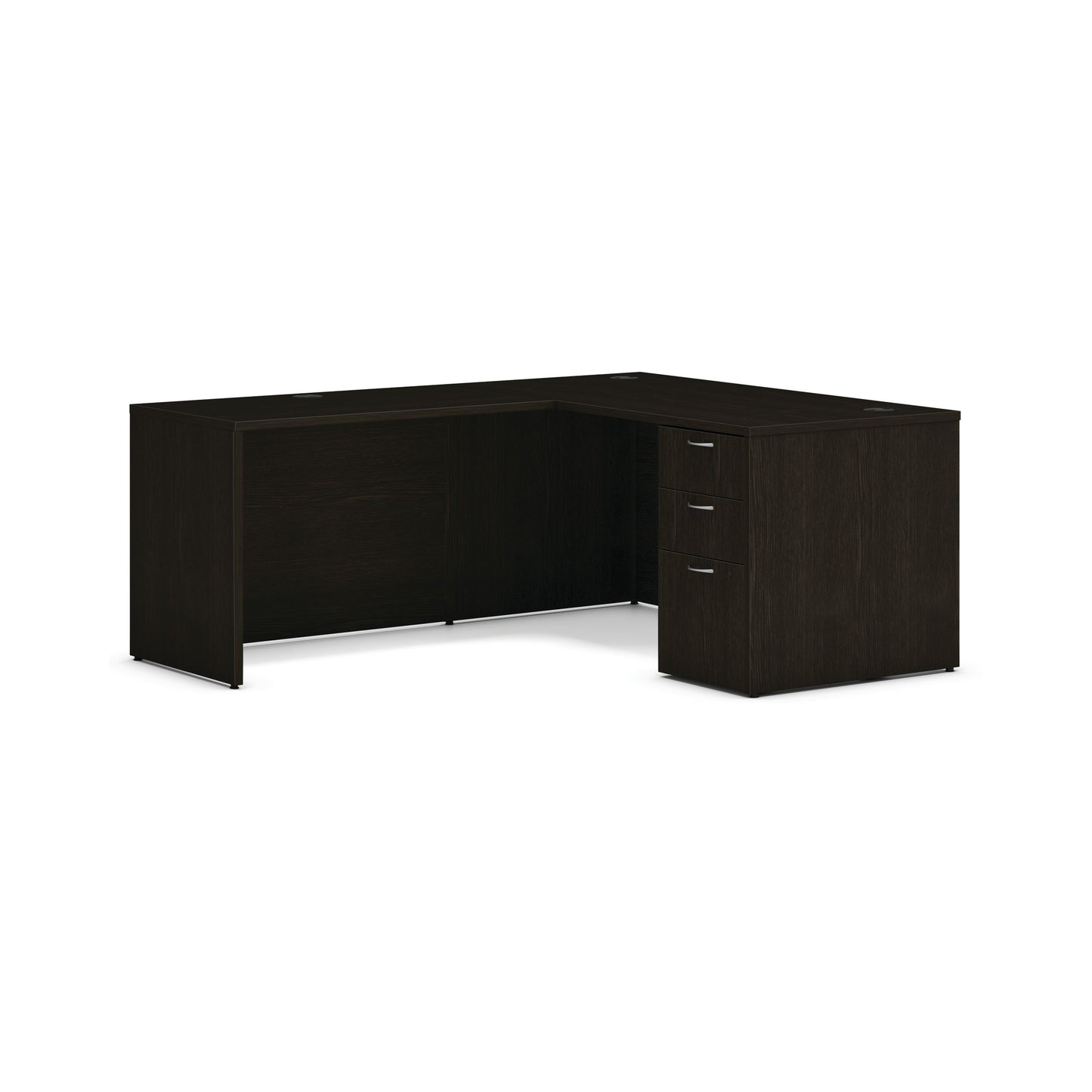 HON Mod L-Station | 2 Box Drawers / 1 File Drawer | 60"W x 72"D | Java Oak Laminate