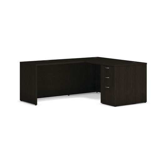HON Mod L-Station | 2 Box Drawers / 1 File Drawer | 60"W x 72"D | Java Oak Laminate