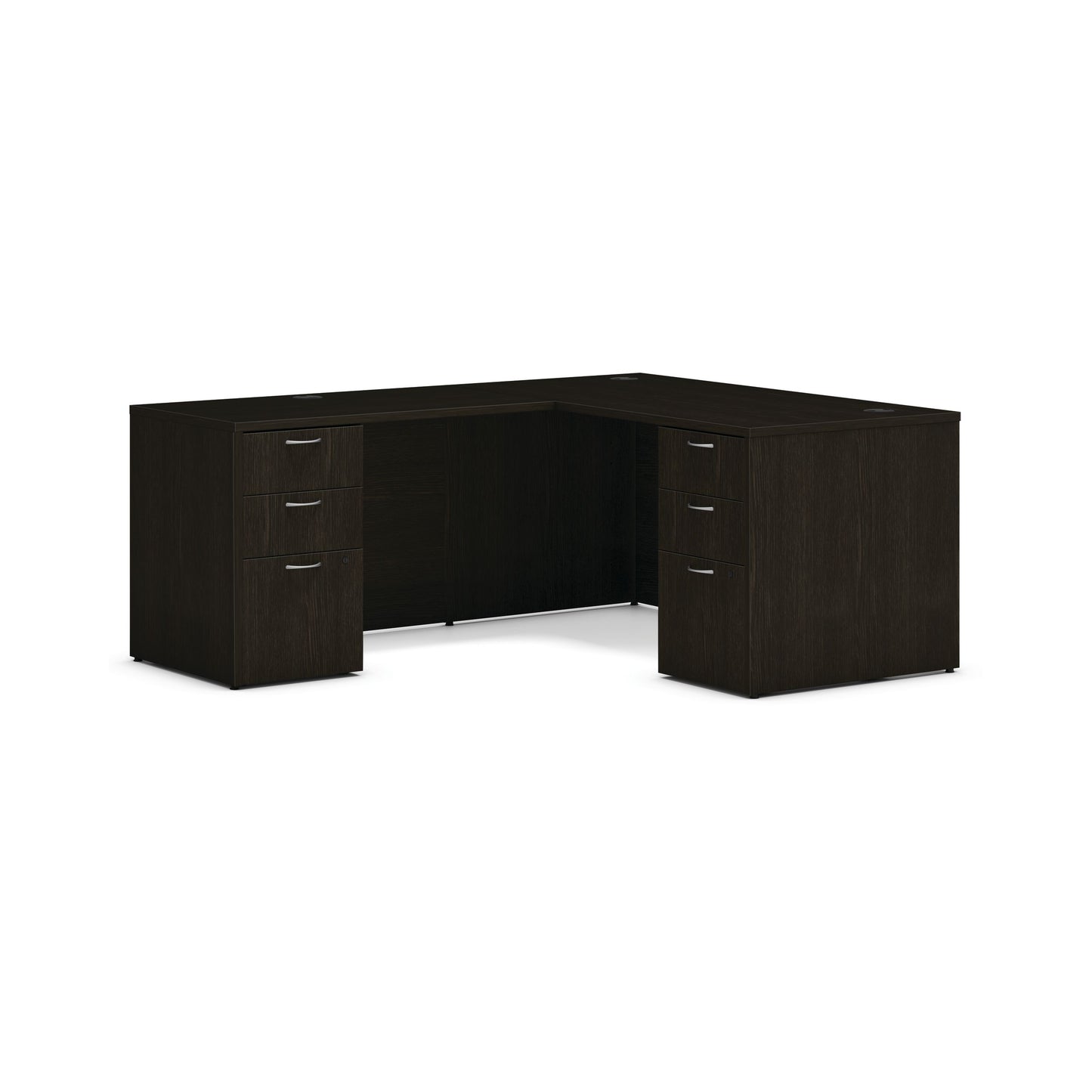 HON Mod L-Station | 4 Box Drawers / 2 File Drawers | 60"W x 72"D | Java Oak Laminate
