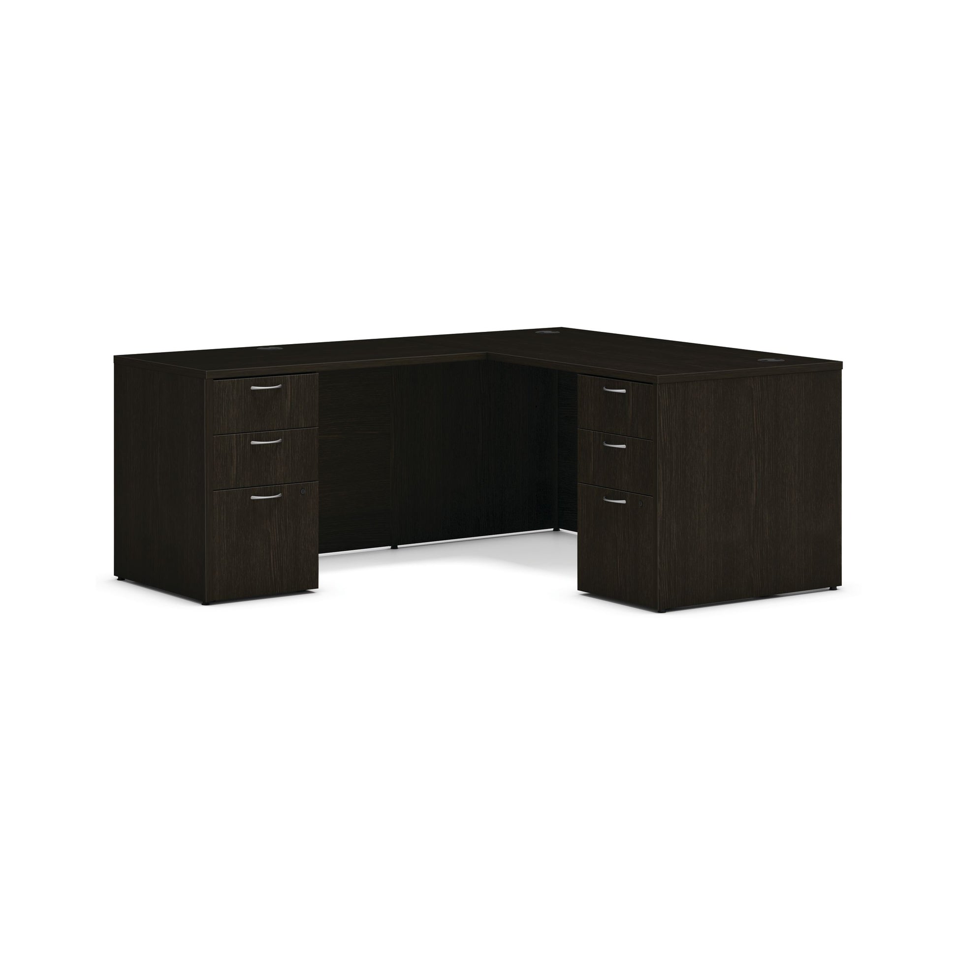 HON Mod L-Station | 4 Box Drawers / 2 File Drawers | 60"W x 72"D | Java Oak Laminate