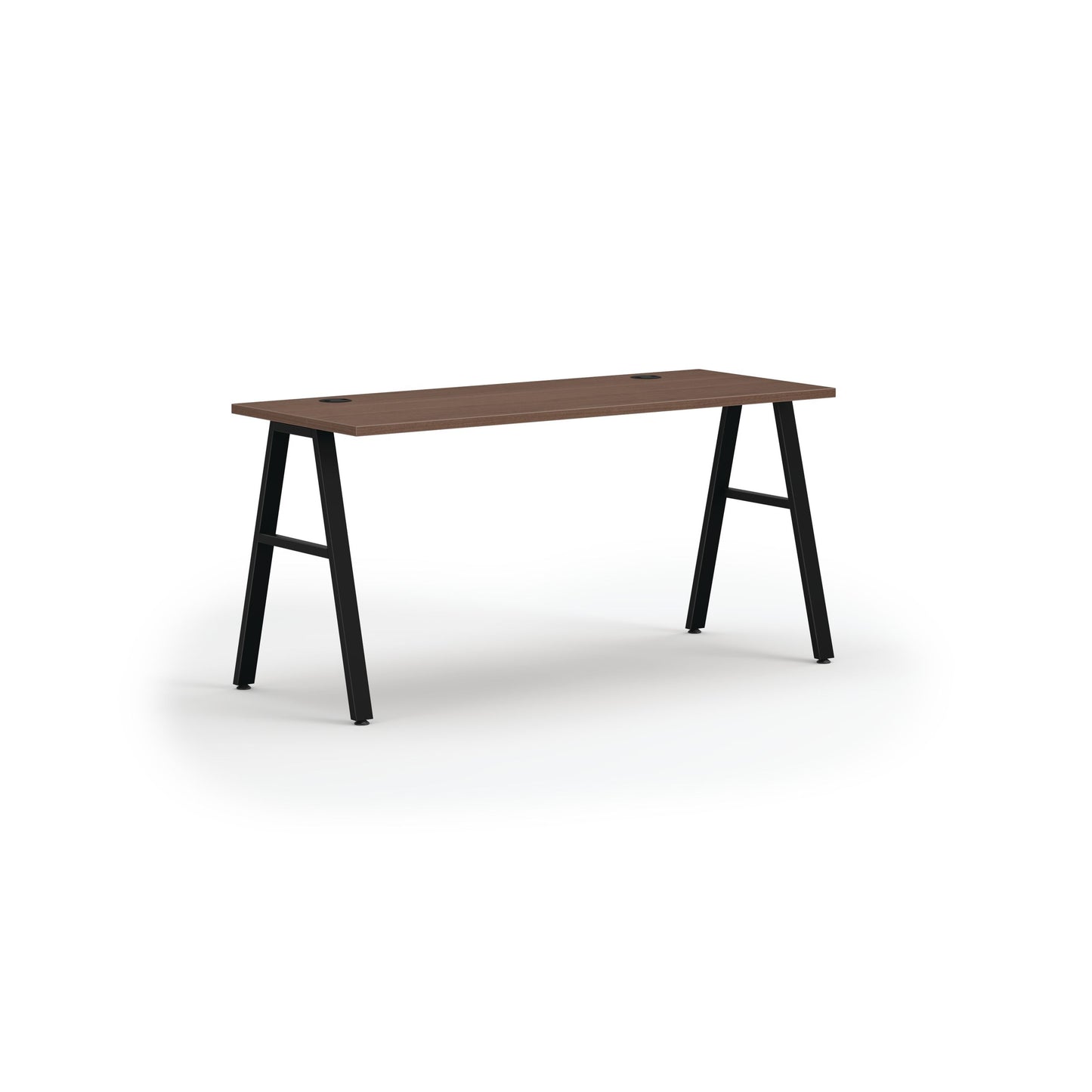 HON Mod Desk | 60"W x 24"D | Black A-Leg Base | Sepia Walnut Laminate