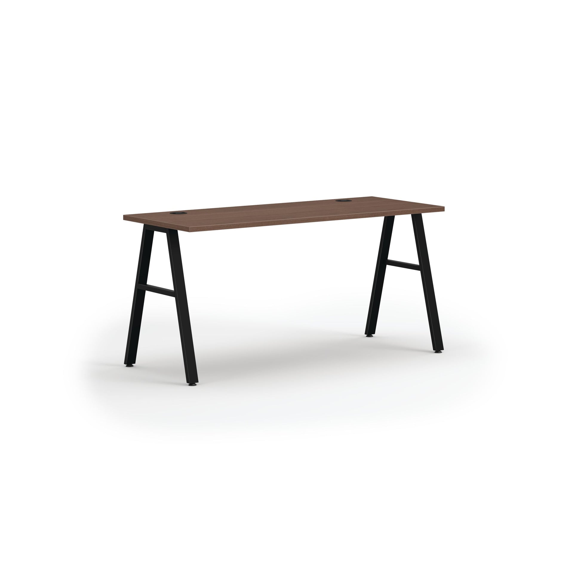 HON Mod Desk | 60"W x 24"D | Black A-Leg Base | Sepia Walnut Laminate