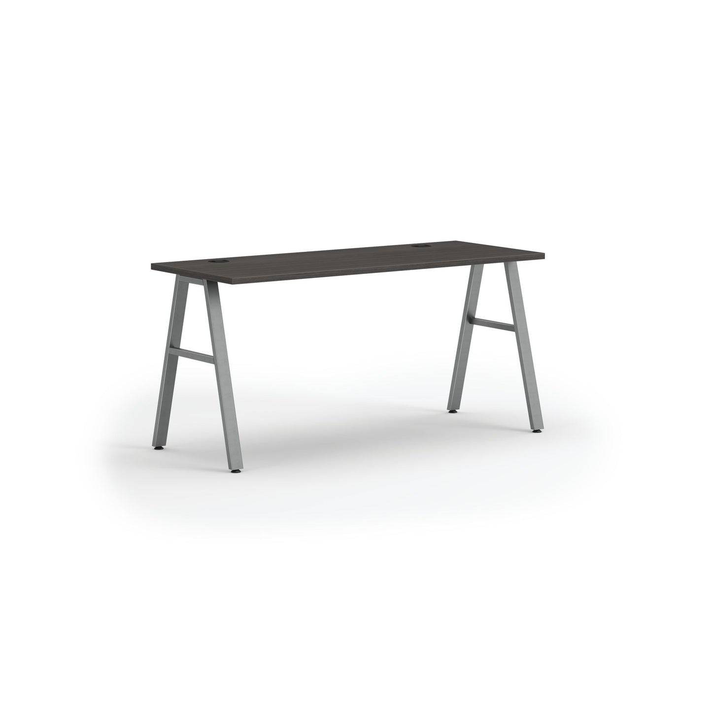 HON Mod Desk | 60"W x 24"D | Silver A-Leg Base | Slate Teak Laminate