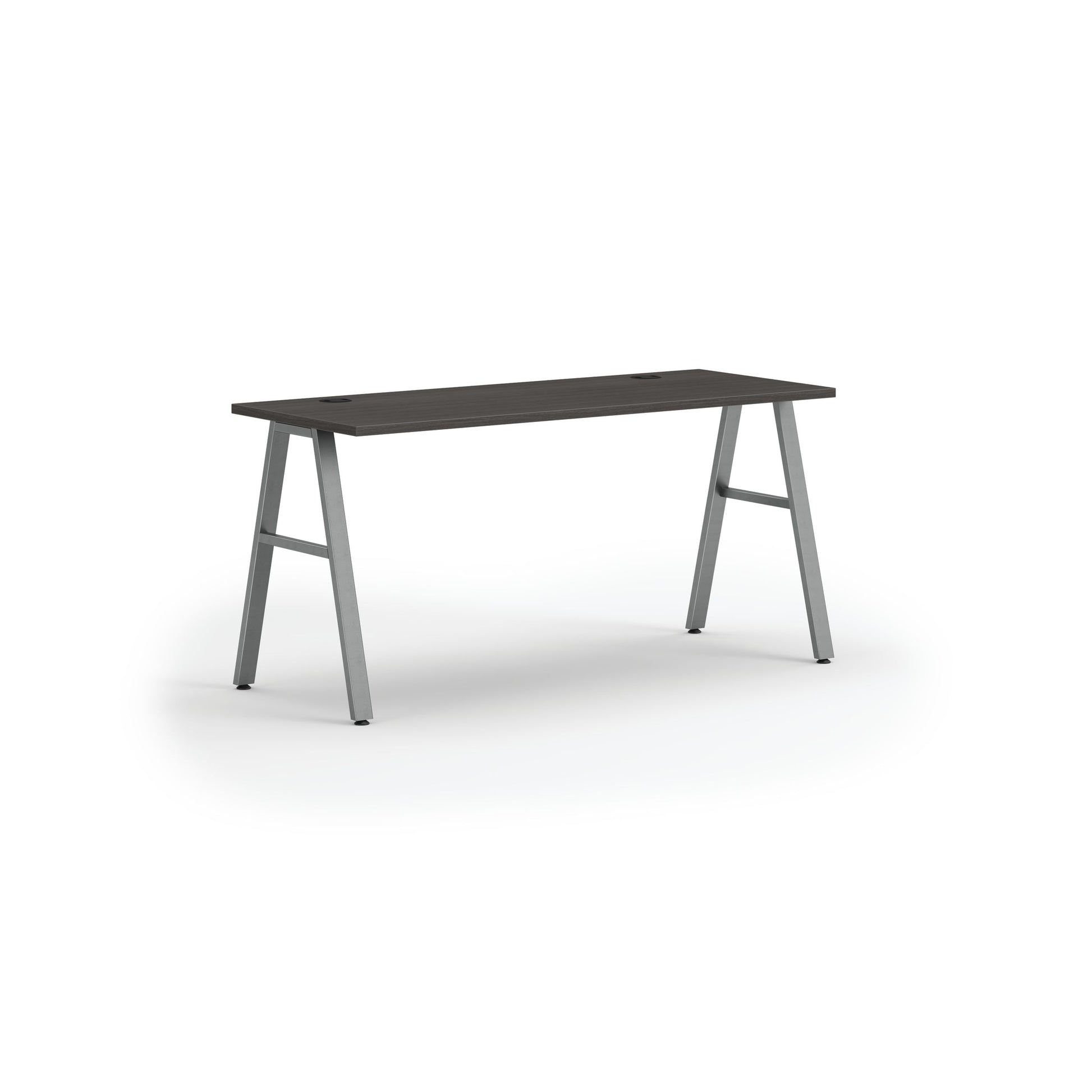 HON Mod Desk | 60"W x 24"D | Silver A-Leg Base | Slate Teak Laminate