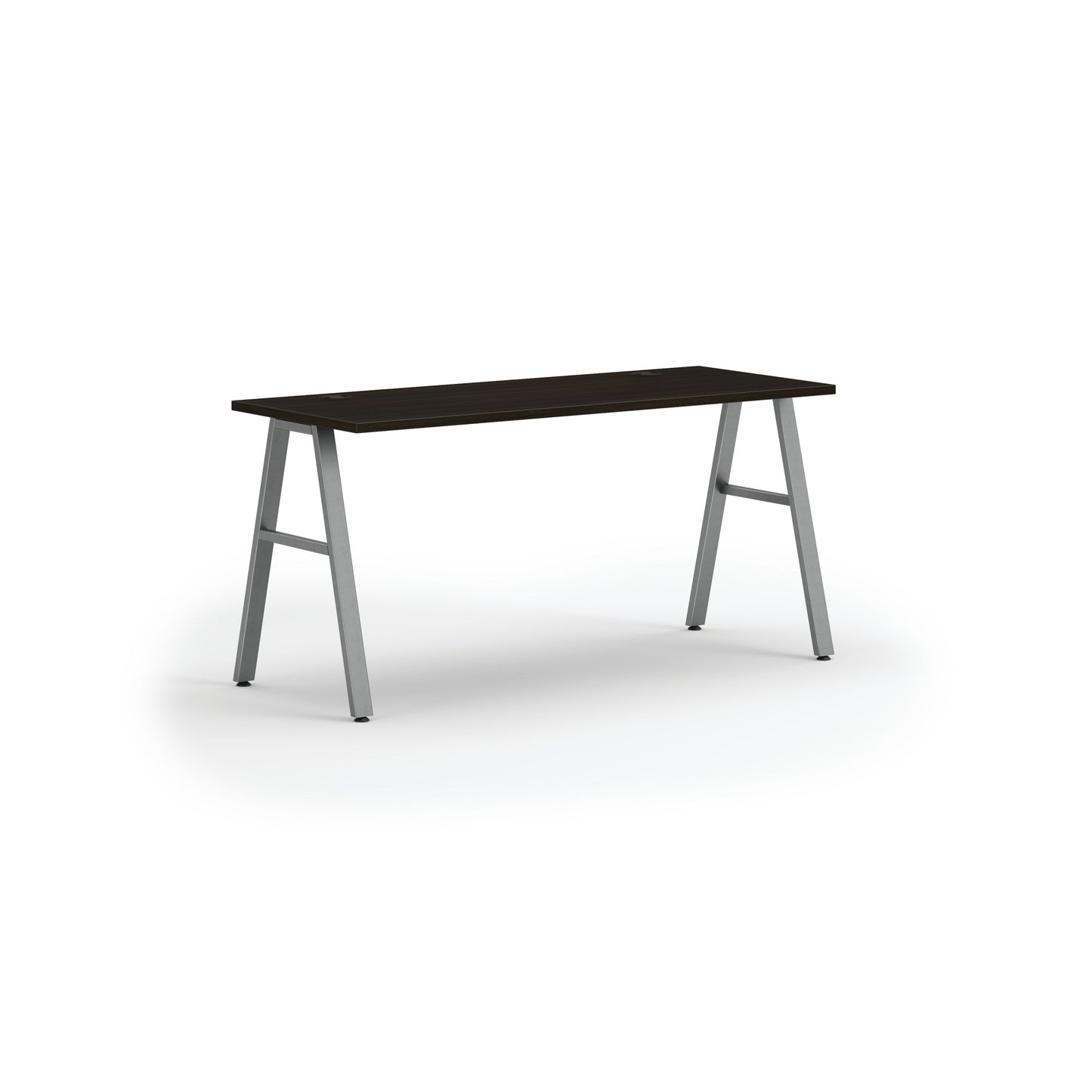 HON Mod Desk | 60"W x 24"D | Silver A-Leg Base | Java Oak Laminate