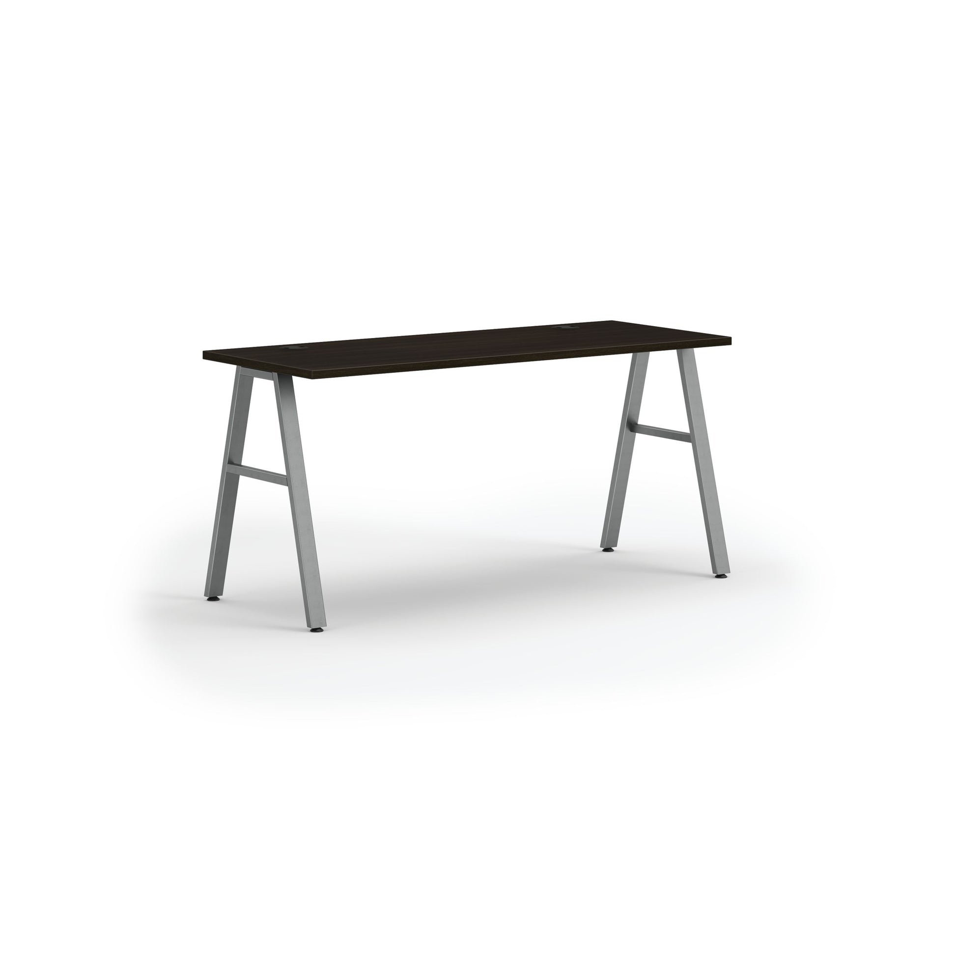 HON Mod Desk | 60"W x 24"D | Silver A-Leg Base | Java Oak Laminate