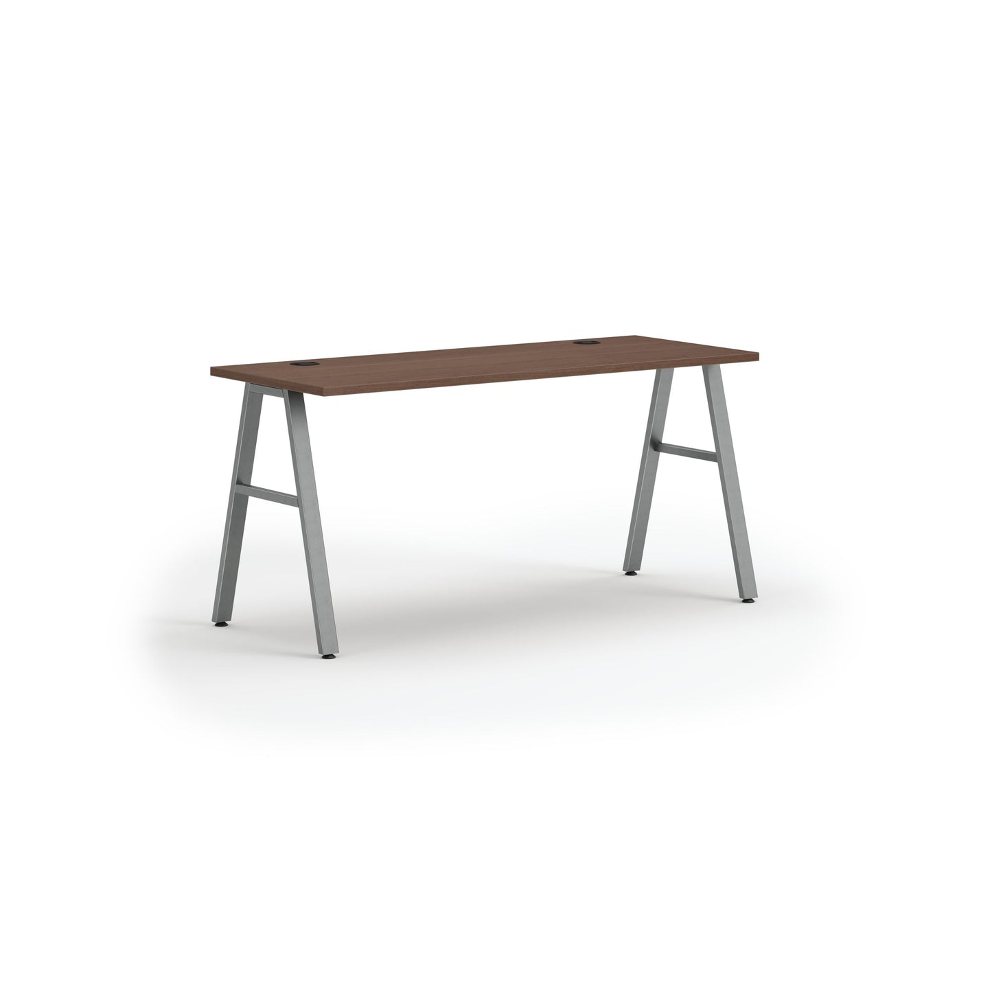 HON Mod Desk | 60"W x 24"D | Silver A-Leg Base | Sepia Walnut Laminate