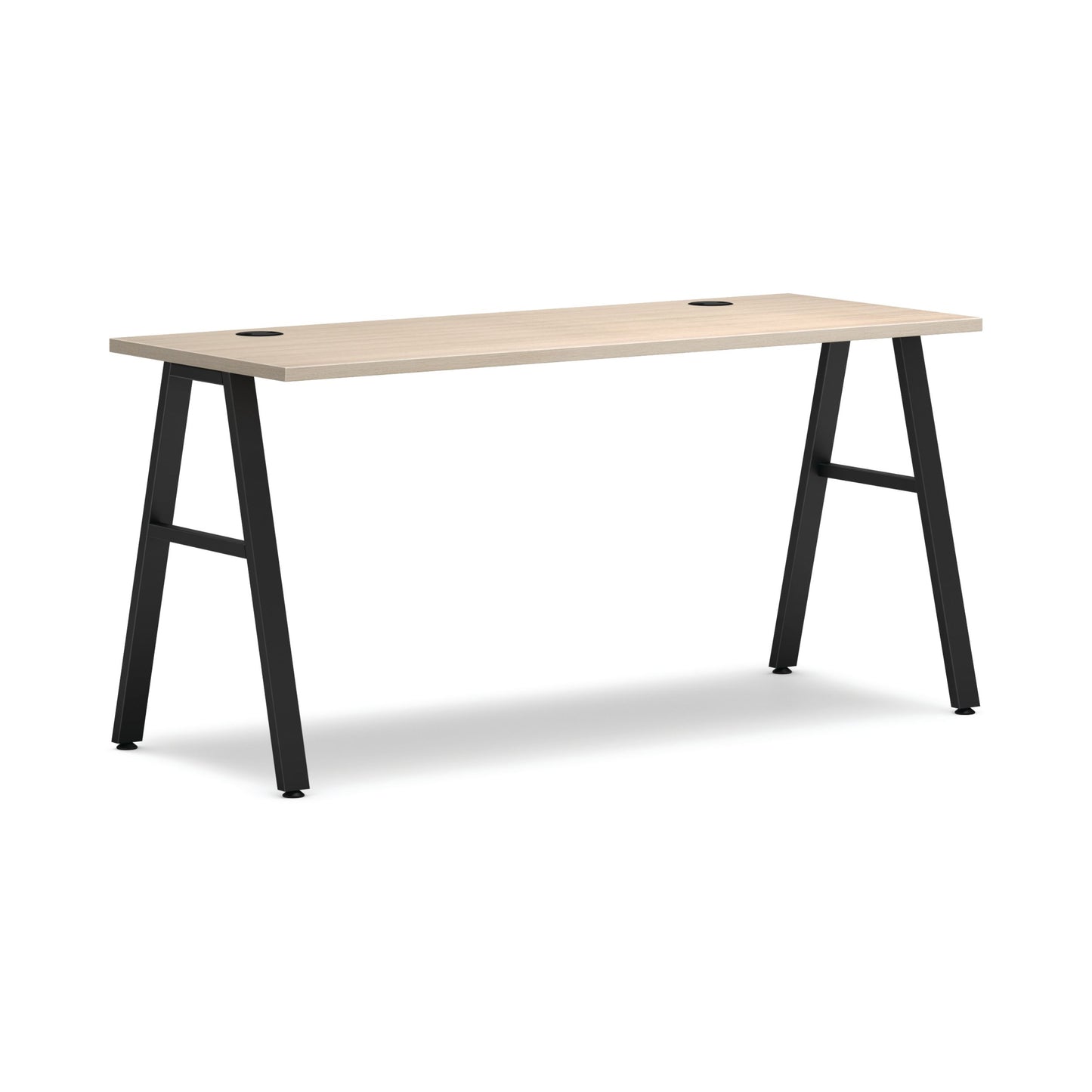 HON Mod Desk | 60"W x 24"D | Black A-Leg Base | Desert Oak Laminate