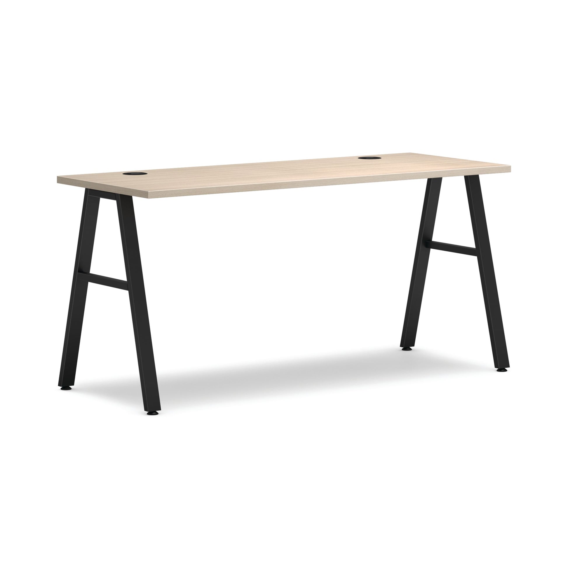 HON Mod Desk | 60"W x 24"D | Black A-Leg Base | Desert Oak Laminate