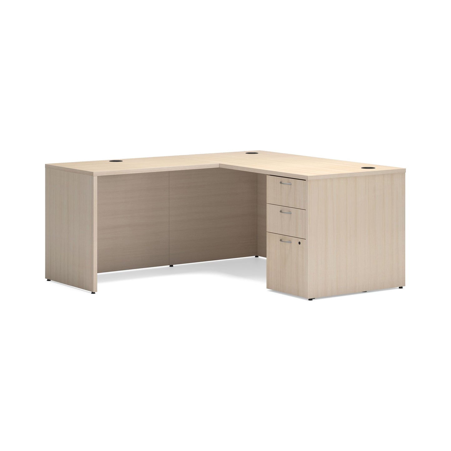 HON Mod L-Station | 2 Box Drawers / 1 File Drawer | 60"W x 66"D | Desert Oak Laminate