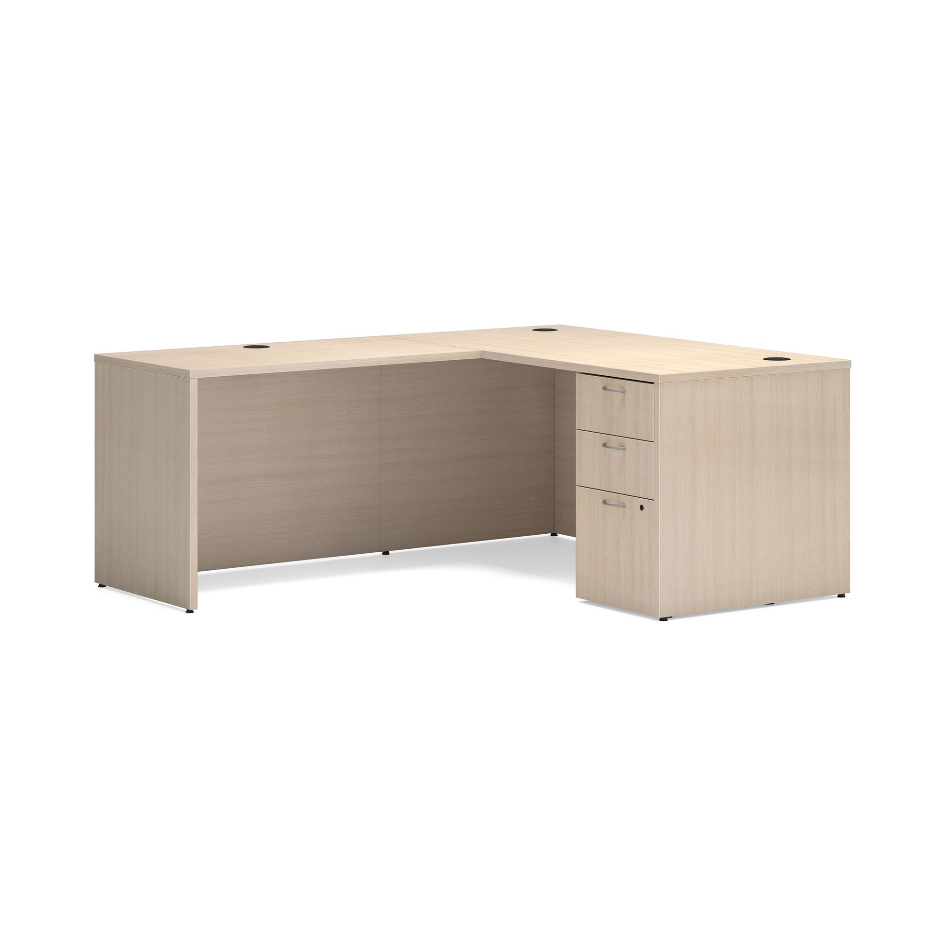 HON Mod L-Station | 2 Box Drawers / 1 File Drawer | 60"W x 72"D | Desert Oak Laminate