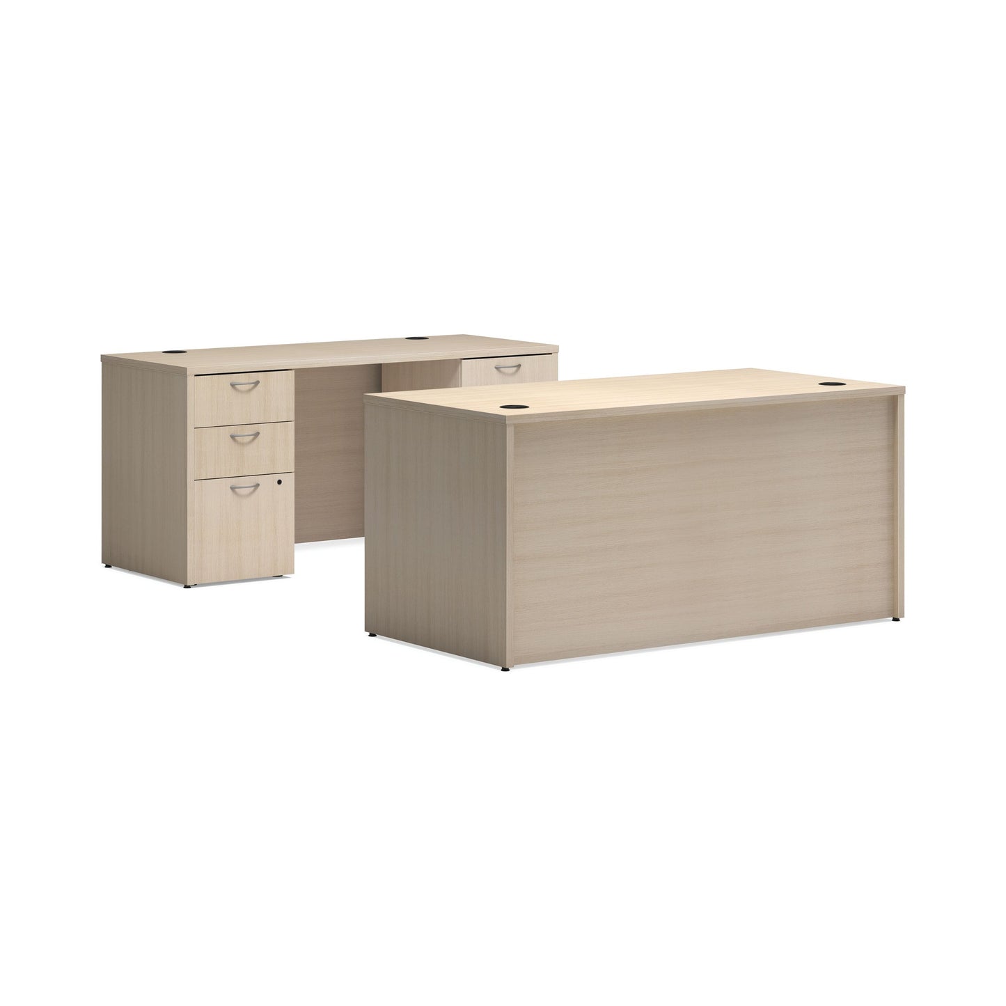 HON Mod Executive Workstation | Desk, Credenza, 4 Pedestals | 60"W x 90"D | Desert Oak Laminate