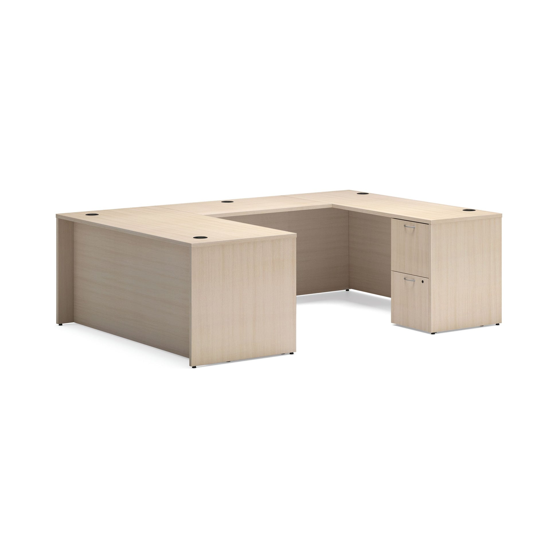 HON Mod U-Station | 66"W x 96"D | 2 Support Pedestals | 2 Box / 3 File Drawers | Desert Oak Laminate