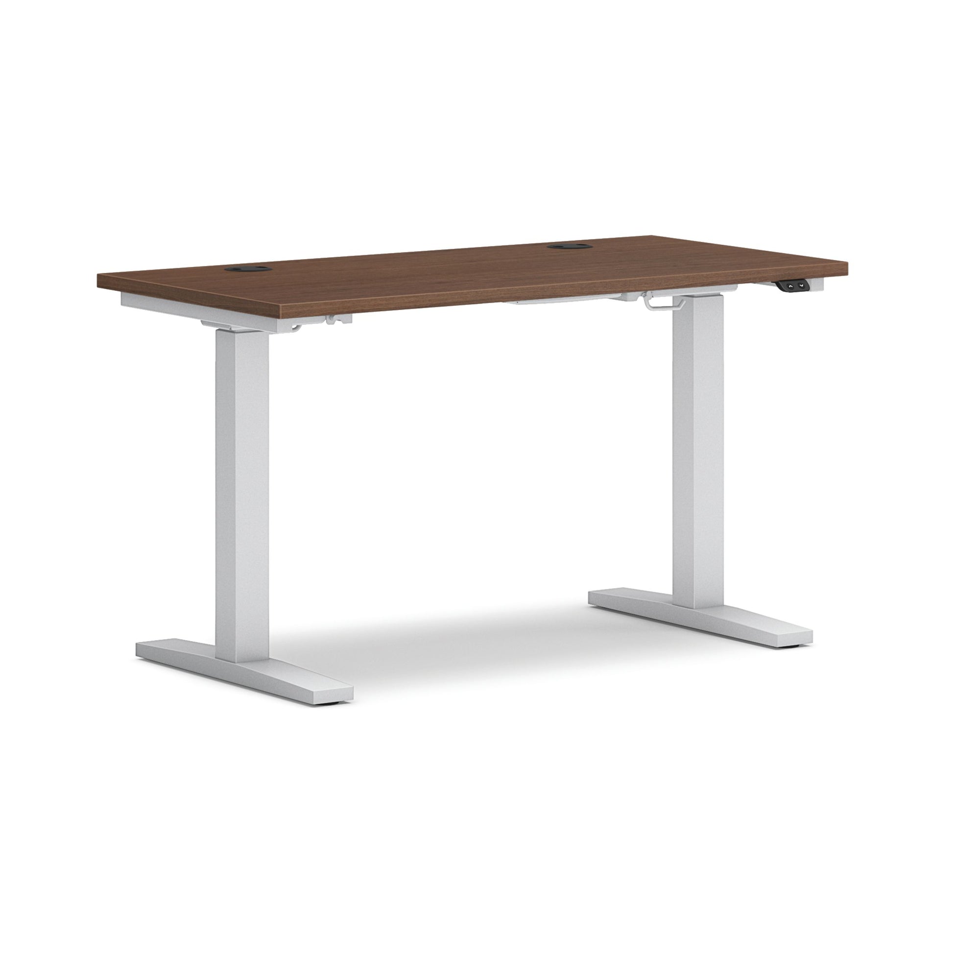 HON Mod Height-Adjustable Desk | 48"W x 24"D | ETA Base | Sepia Walnut Laminate