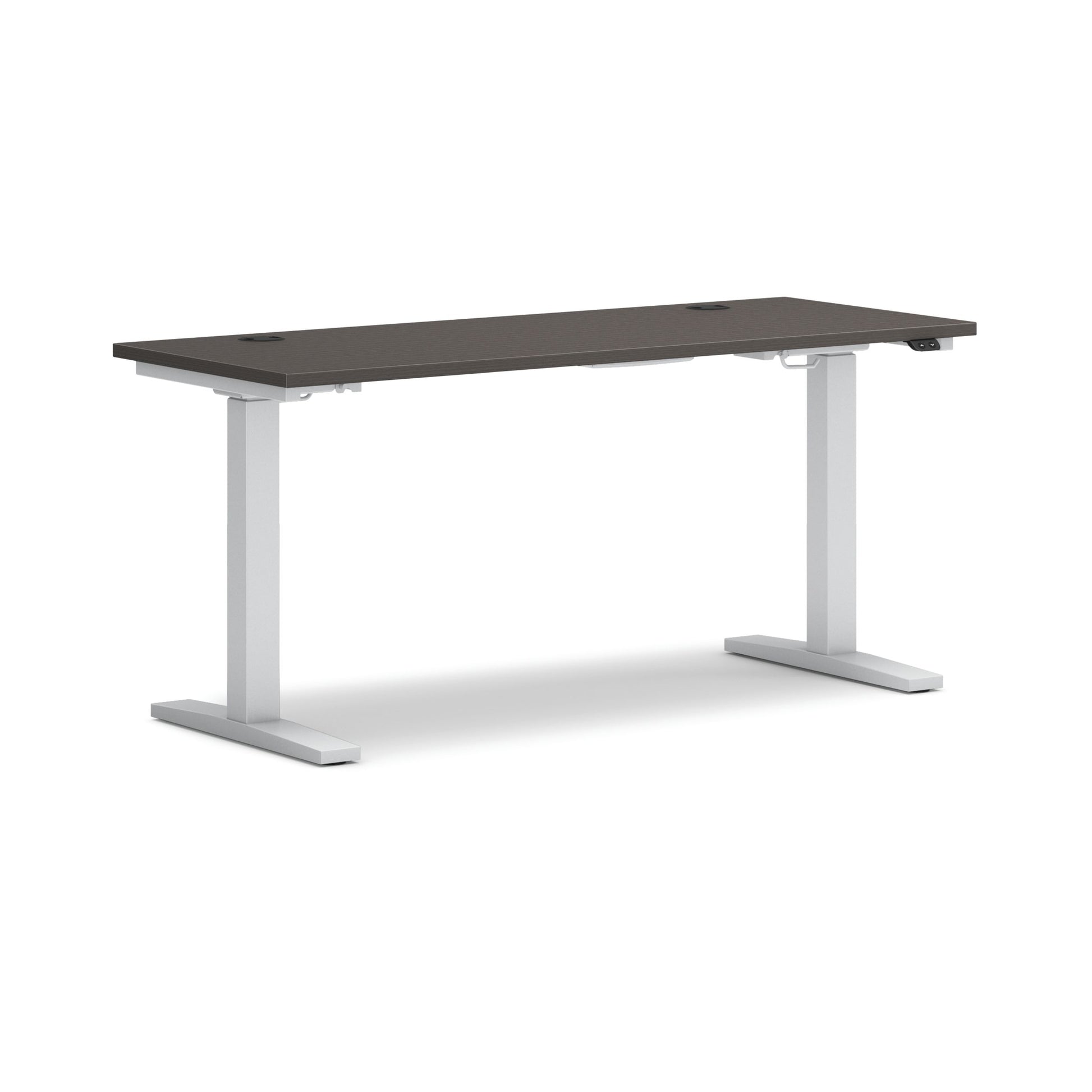 HON Mod Height-Adjustable Desk | 60"W x 24"D | ETA Base | Slate Teak Laminate
