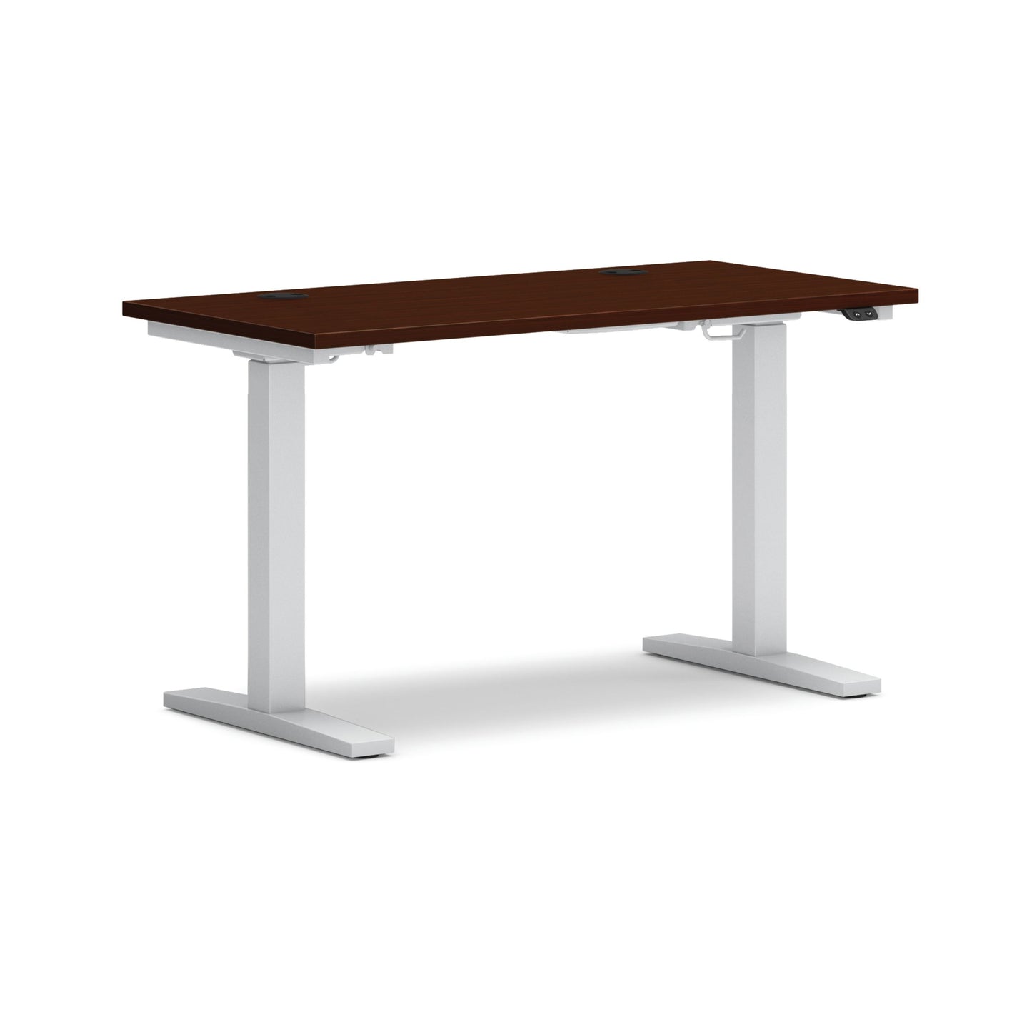 HON Mod Height-Adjustable Desk | 48" x 24"W | ETA Base | Traditional Mahogany Laminate