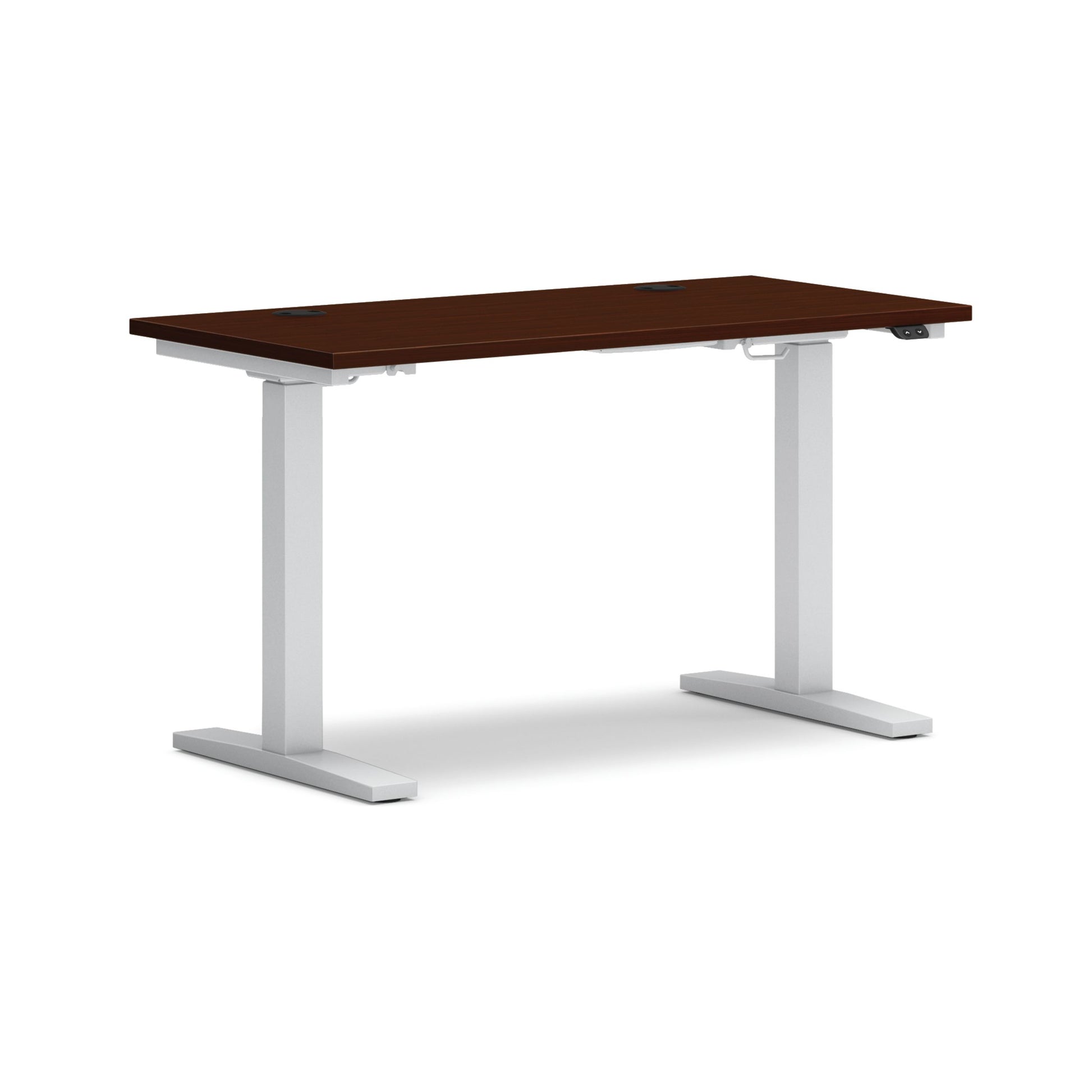 HON Mod Height-Adjustable Desk | 48" x 24"W | ETA Base | Traditional Mahogany Laminate
