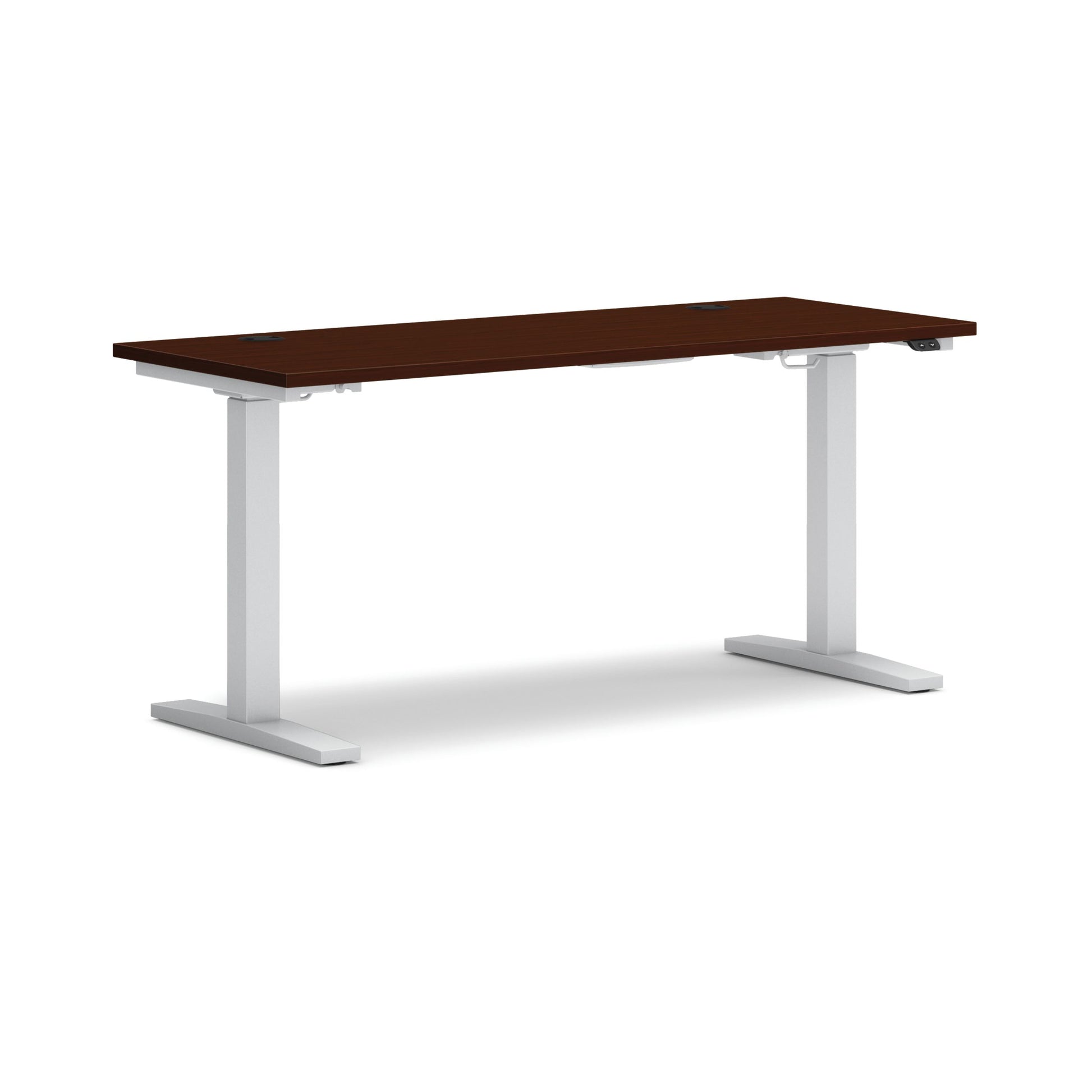 HON Mod Height-Adjustable Desk | 60"W x 24"D | ETA Base | Traditional Mahogany Laminate
