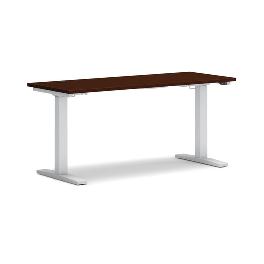 HON Mod Height-Adjustable Desk | 60"W x 24"D | ETA Base | Traditional Mahogany Laminate