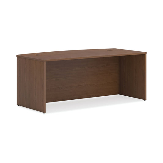 HON Mod Desk | Bow Front | 72"W | Sepia Walnut Finish
