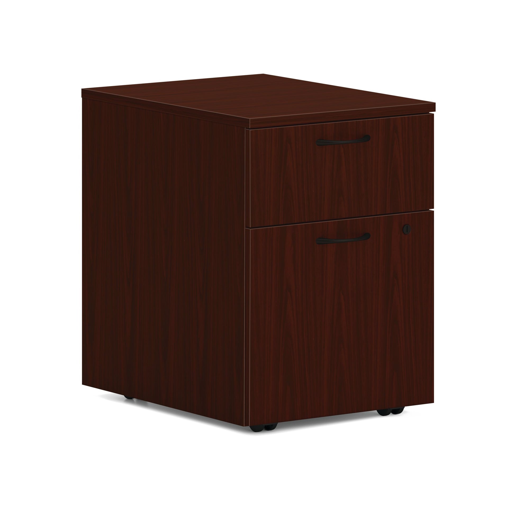 HON Mod Mobile Pedestal | 1 Box / 1 File Drawer | 15"W x 20"D x 20"H | Traditional Mahogany Finish