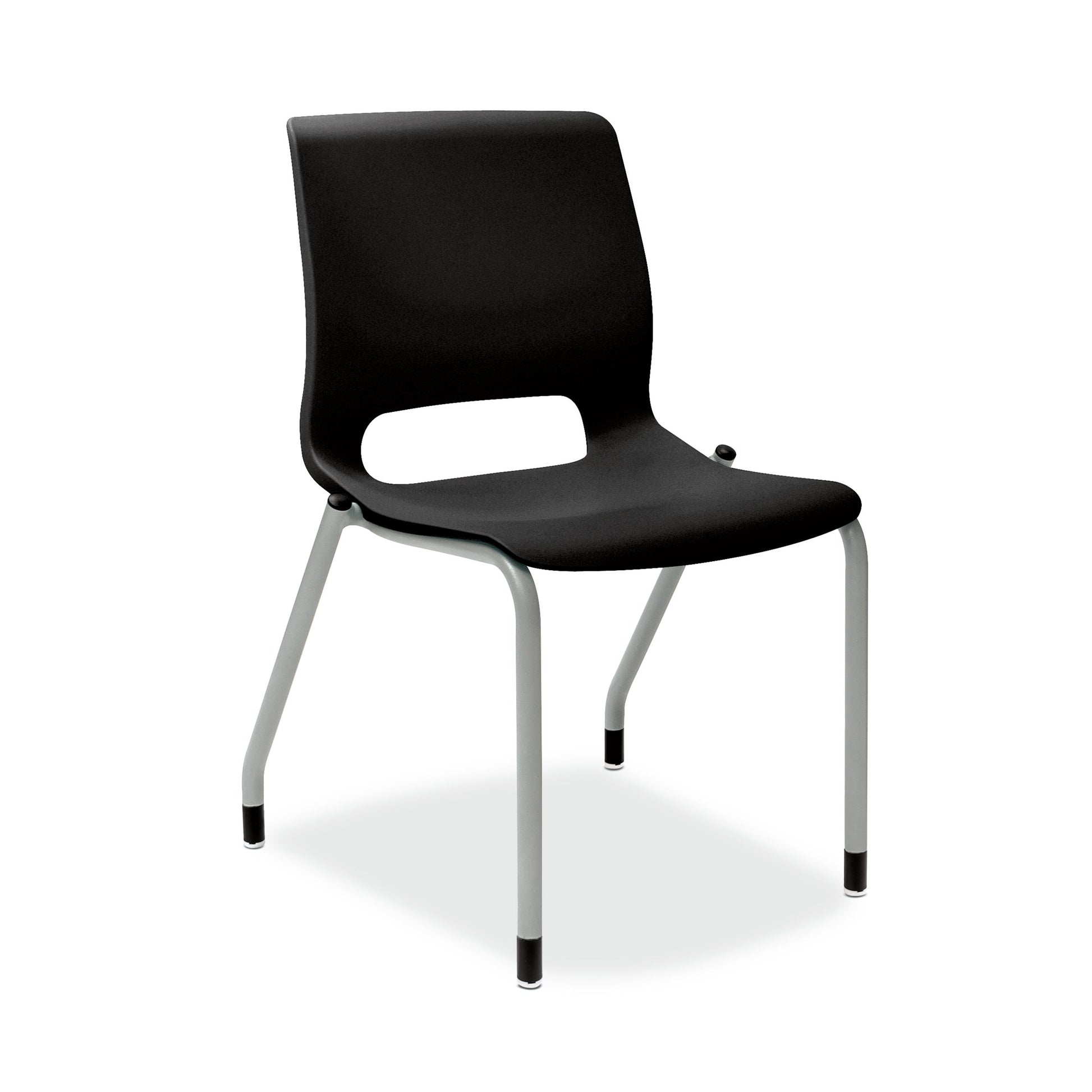 HON Motivate Stacking Chair | Onyx Shell | Textured Platinum Frame | 2 per Carton