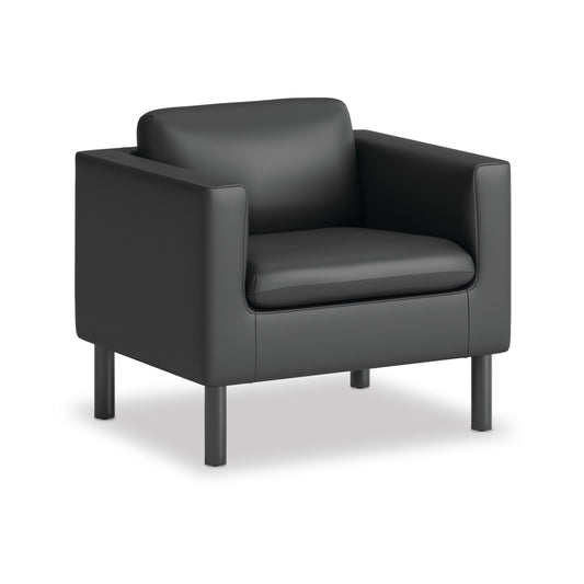 HON Parkwyn Club Chair | Black Polyurethane | Black Legs