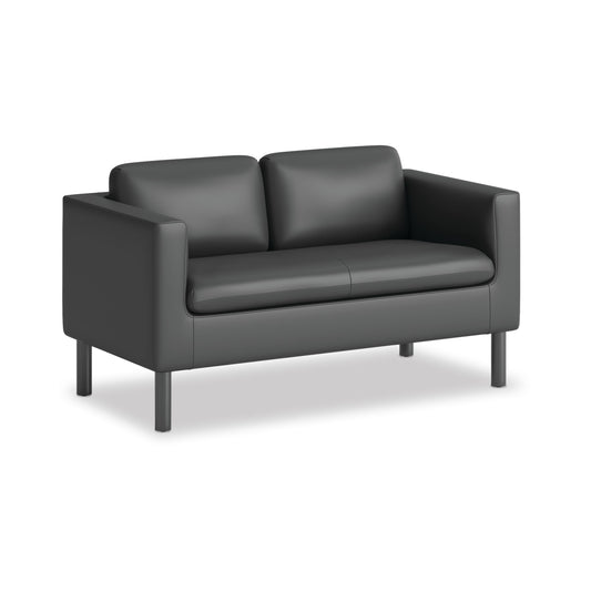 HON Parkwyn Loveseat | Black Polyurethane | Black Legs