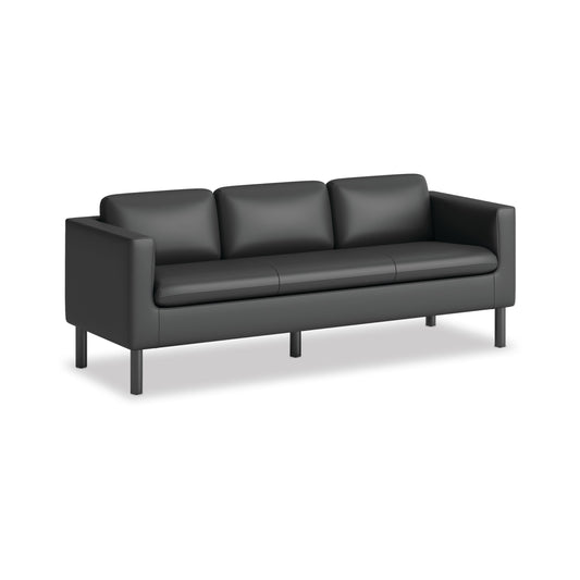 HON Parkwyn Sofa | Black Polyurethane | Black Legs