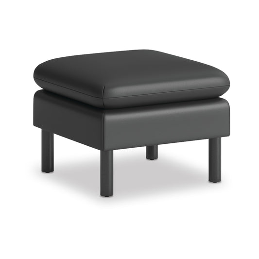 HON Parkwyn Ottoman | Black Polyurethane | Black Legs