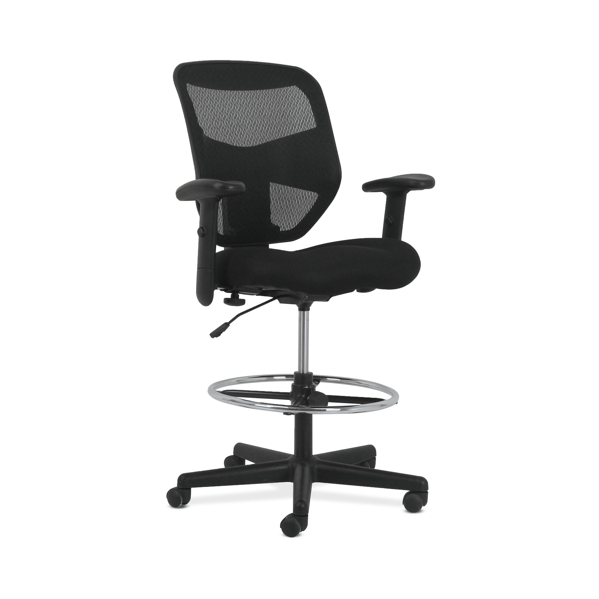 HON Prominent High-Back Task Stool | Height- and Width-Adjustable Arms | Black Mesh Back