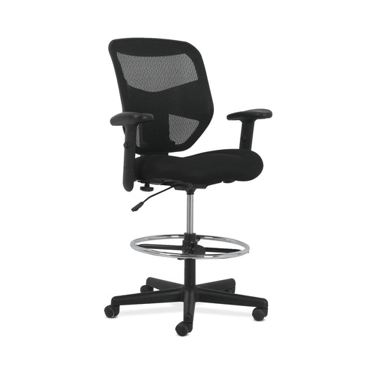 HON Prominent High-Back Task Stool | Height- and Width-Adjustable Arms | Black Mesh Back