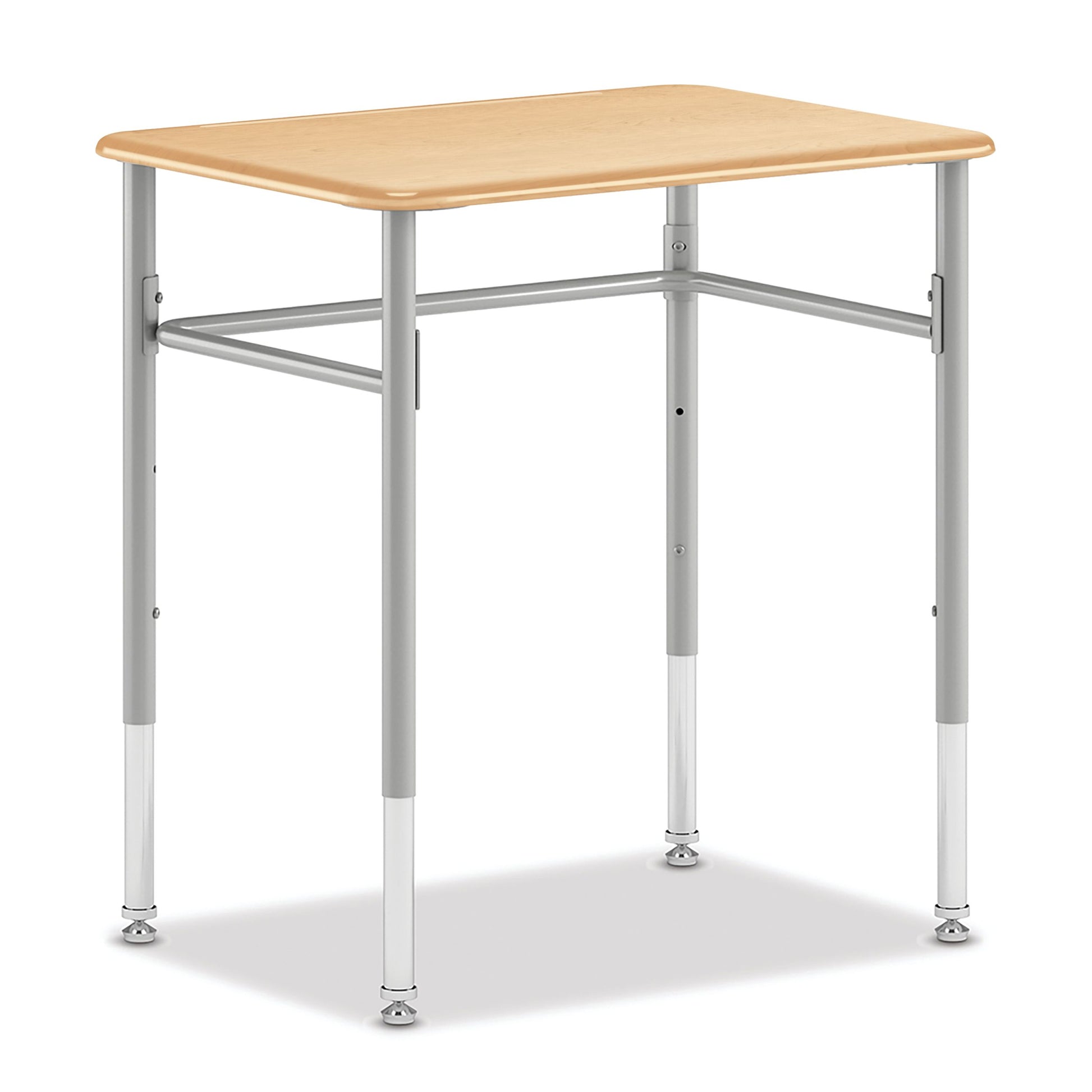 HON SmartLink Student Desk | Natural Maple Top | Adjustable Height | Set of 2 | 28"W | Platinum Metallic Legs