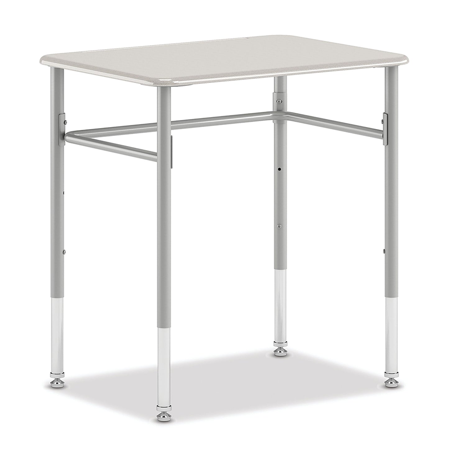HON SmartLink Student Desk | White Plastic Top | Adjustable Height | Set of 2 | 26"W | Platinum Metallic Legs