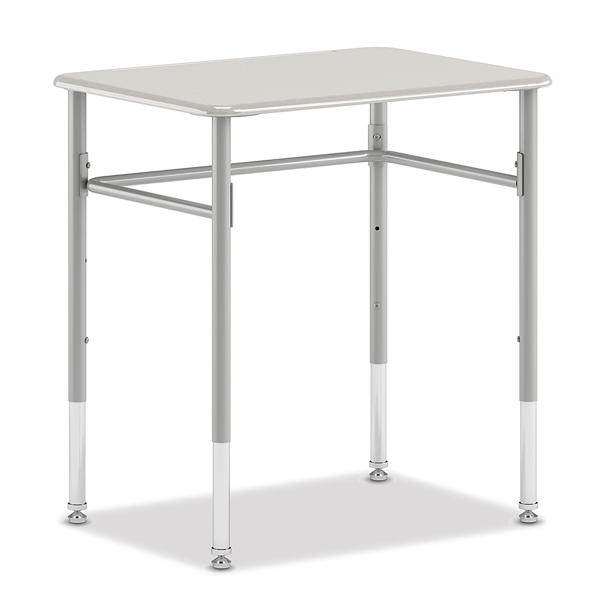 HON SmartLink Student Desk | White Plastic Top | Adjustable Height | Set of 2 | 26"W | Platinum Metallic Legs