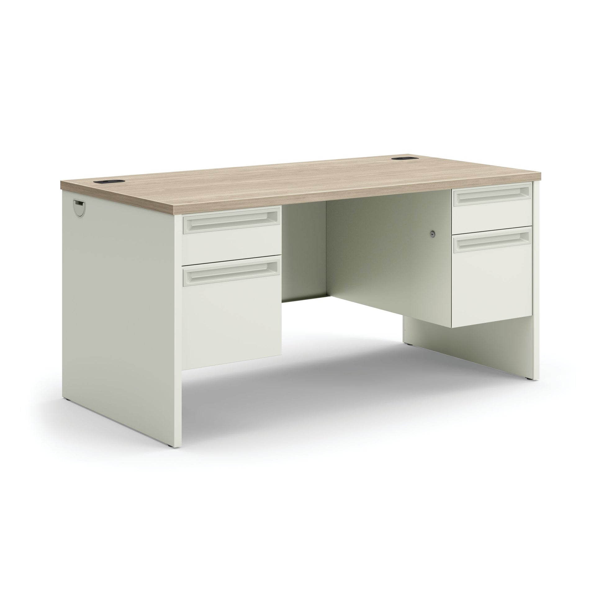 HON 38000 Series Double Pedestal Desk | 2 Box / 2 File Drawers | 60"W | Kingswood Walnut Laminate | Loft Finish