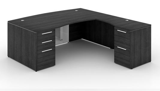 Potenza - 72" L-Shaped Bow Front Desk with Glass Modesty Panel