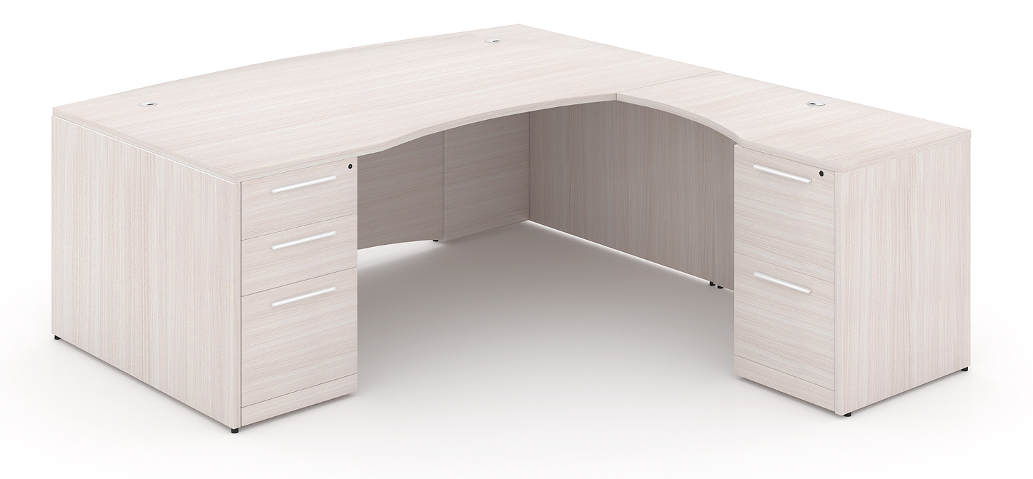 Potenza - 72" L-Shaped Bow Front Desk with Curved Laminate Modesty Panel