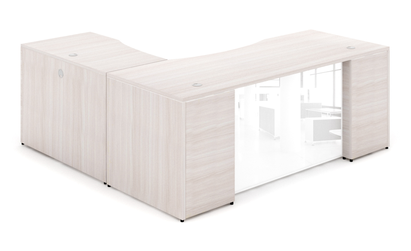 Potenza - 66" L-Shaped Rectangular Desk with Glass Modesty Panel