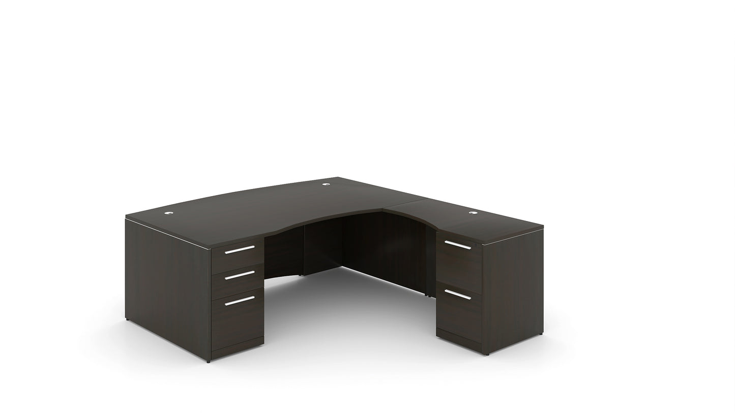 Potenza - 72" L-Shaped Bow Front Desk with Curved Laminate Modesty Panel