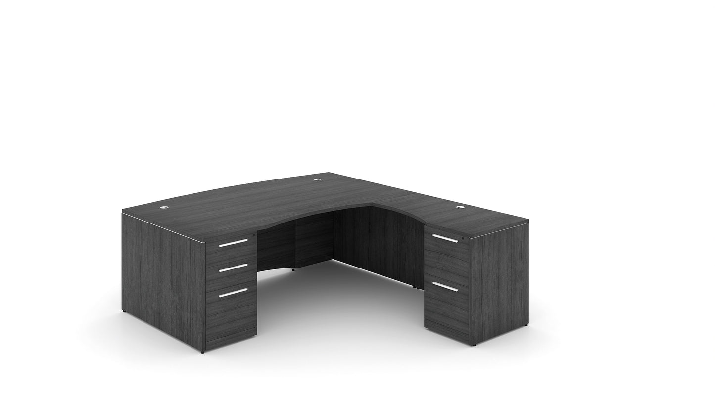 Potenza - 72" L-Shaped Bow Front Desk with Curved Laminate Modesty Panel